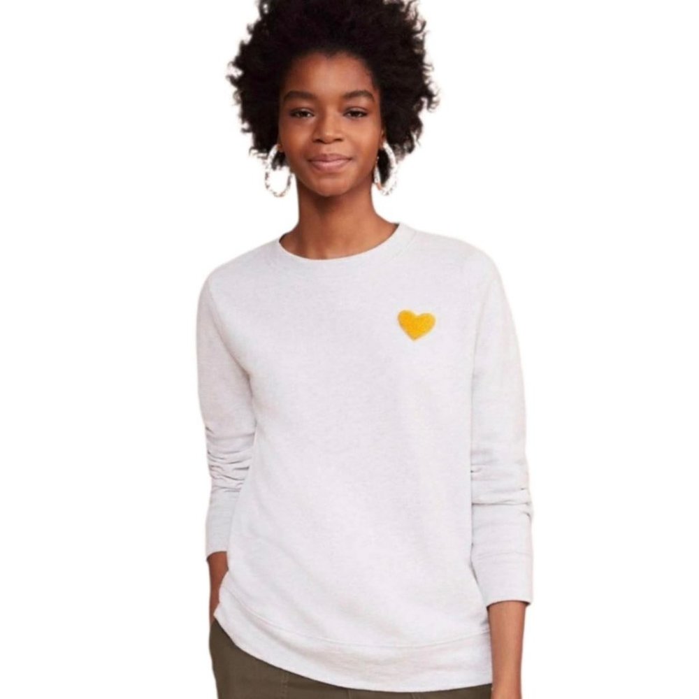Lou & Grey Gray Sweatshirt with Yellow Heart XS